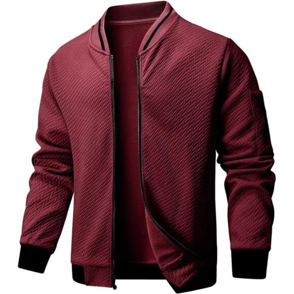 NEW Mens Red Stylish Bomber Jacket - Picture 1 of 6